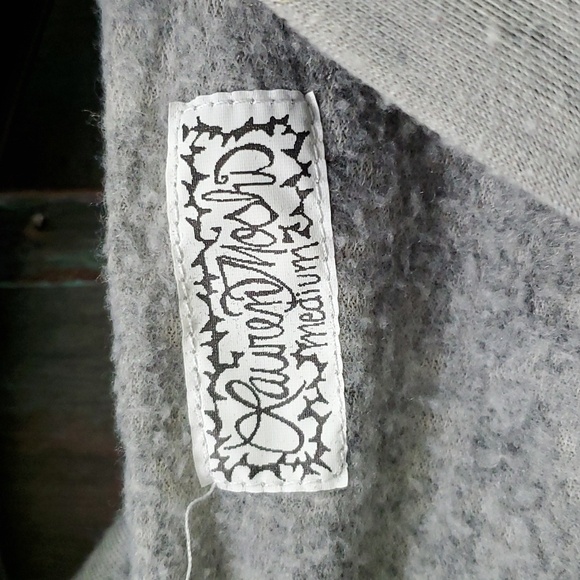 Lauren Moshi Gray Burnout Full Zip Hoodie with Graphic Design in the Back - Picture 4 of 7